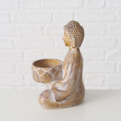 Buddha Fyrfadsstage Brun Polyresin H: 14,1 B: 9,2 L: 9,04 cm Leveres Assorteret