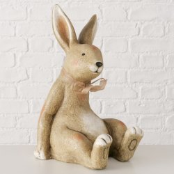 Kaninfigur i keramik mat brun L:22 B:22 H:39 cm