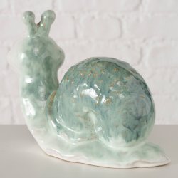 Sneglefigur i keramik gr�n L:19,5 B:9 H:14,8 cm