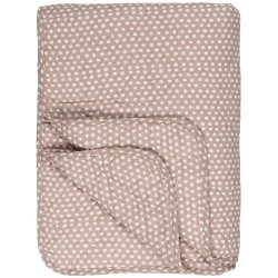 Ib Laursen Quilt tppe lyserd m/hvide prikker 130x180cm