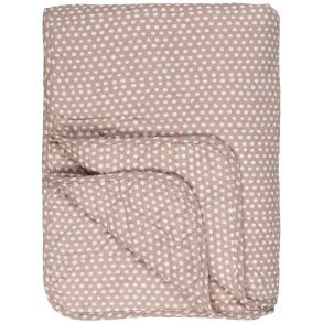 Ib Laursen Quilt tppe lyserd m/hvide prikker 130x180cm