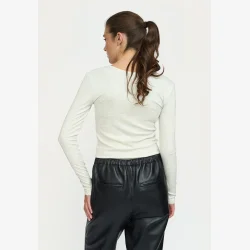 Soft Rebels - SRLavana Lang�rmet T-Shirt m. knapper M�rk Hvid 