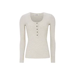 Soft Rebels - SRLavana Lang�rmet T-Shirt m. knapper M�rk Hvid 