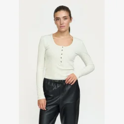 Soft Rebels - SRLavana Lang�rmet T-Shirt m. knapper M�rk Hvid 