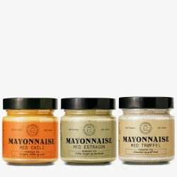 Svendborg Sennepsfabrik | Mayonnaise Gaveske m/3 stk. ( Chili, Estragon &amp; Trffel 3x200gr. )
