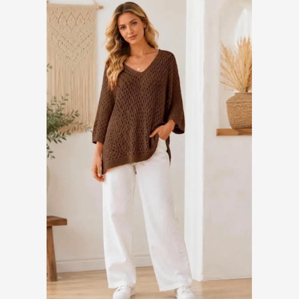 Lisbeth Merrild - Strik m. hul m�nster Brun Onesize