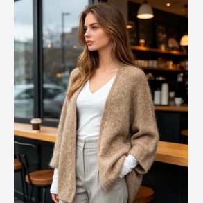 Lisbeth Merrild - Cardigan Strik Taupe Onesize