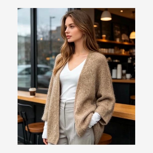 Lisbeth Merrild - Cardigan Strik Taupe Onesize
