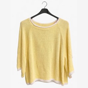 Strik m. farvet kant Gul Onesize Bomuld/Akryl