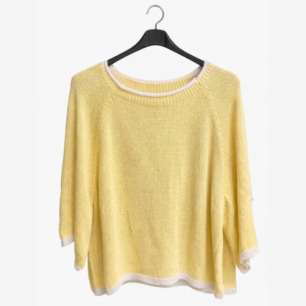 Strik m. farvet kant Gul Onesize Bomuld/Akryl