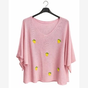 Strik m. citroner Rosa Onesize