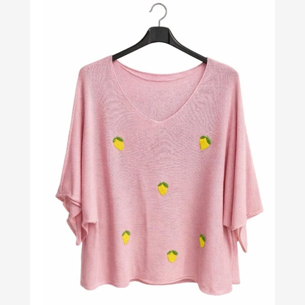 Strik m. citroner Rosa Onesize