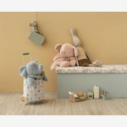 Maileg - Elefantbamse Bl�/gr� H:45 cm.