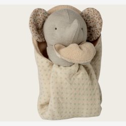 Maileg - Babyelefant m. krammeklud Gr� H:15 cm.