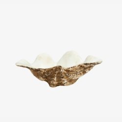 NORDAL - Muslingeskal til dekoration Hvid/Brun Polyresin Dybde:16 L:26 H:7 cm