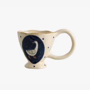 NORDAL - Kop m. hank Keramik Hvid/bl� m. g�s L:9 H:10 D:10 cm.