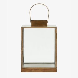 NORDAL - Antique Lanterne m. flad top Jern Guld Finish B:19 D:19 H:27 cm. V�gt: 1,57kg.