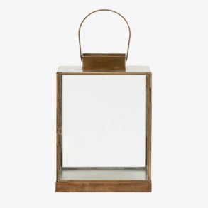 NORDAL - Antique Lanterne m. flad top Jern Guld Finish B:19 D:19 H:27 cm. V�gt: 1,57kg.