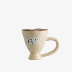 NORDAL - Kop m. hank Sandfarvet m. fisk L:11 H:10 D:9 cm.