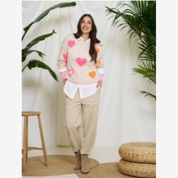Marta Du Ch�teau - Strik m. Hjerter - Beige, Pink &amp; Orange