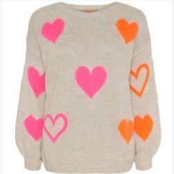 Marta Du Ch�teau - Strik m. Hjerter - Beige, Pink &amp; Orange