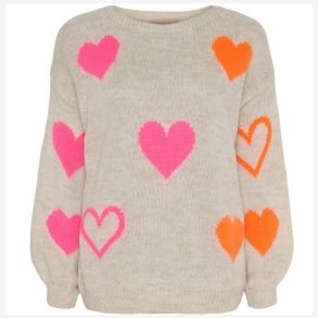 Marta Du Ch�teau - Strik m. Hjerter - Beige, Pink & Orange