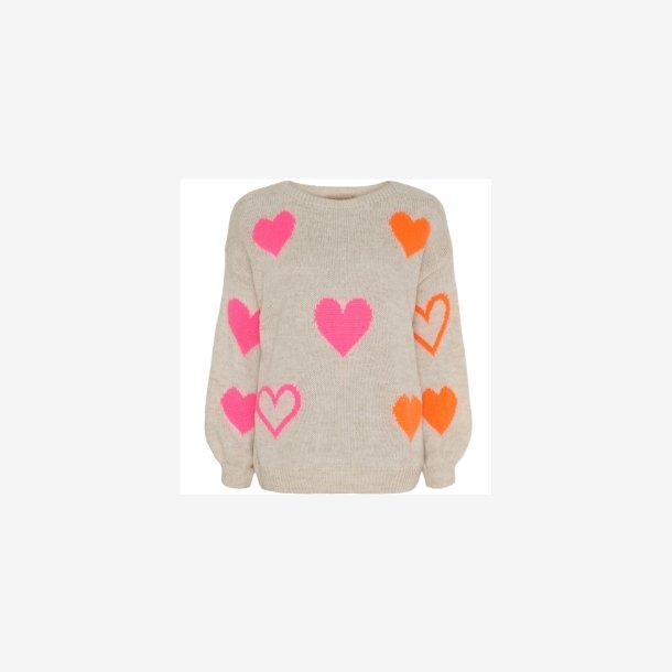 Marta Du Ch�teau - Strik m. Hjerter - Beige, Pink &amp; Orange