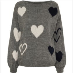 Marta Du Ch�teau - Strik m. Hjerter M�rkegr�