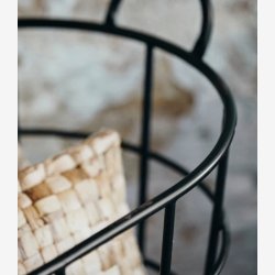 NORDAL - Tr�dkurv p� hjul Jern Sort/Natur B:53 D:53 L:90 H:73 cm.