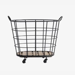 NORDAL - Tr�dkurv p� hjul Jern Sort/Natur B:53 D:53 L:90 H:73 cm.