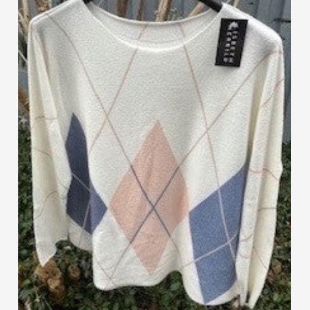 Strik fin m. m�nster Bl� Onesize Viskose/Polyester/Nylon