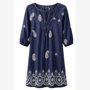 Tunika m. m�nster/sygninger M�rk denim Flere st�rrelser