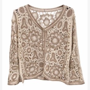 Cardigan h�klet Taupe Onesize Bomuld/Polyester