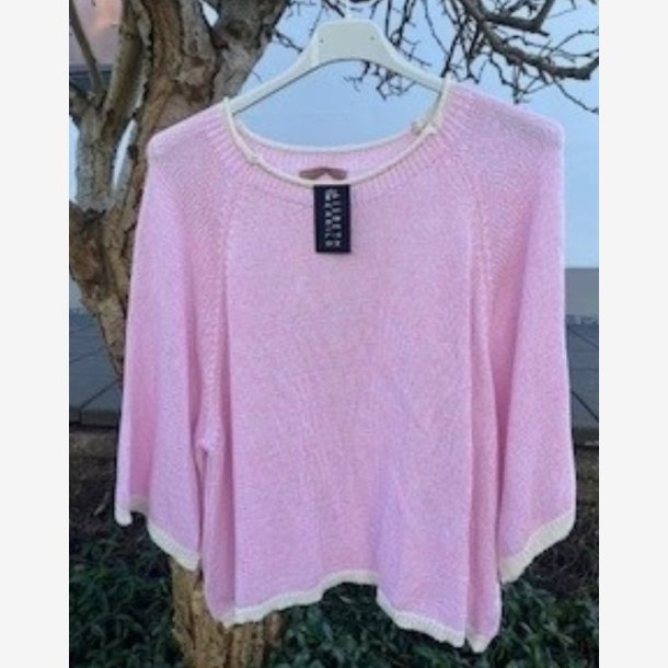 Strik m. farvet kant Rosa Onesize Bomuld/Akryl