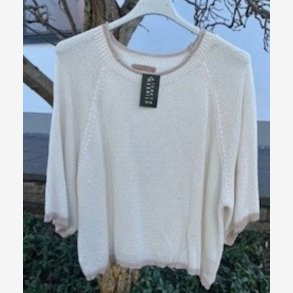 Strik m. farvet kant Sand Onesize Bomuld/Akryl