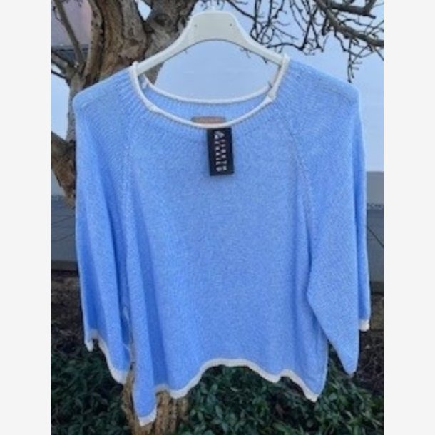 Strik m. farvet kant Bl� Onesize Bomuld/Akryl