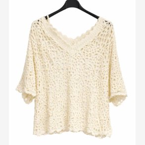 Strik bluse m. top Sand Onesize
