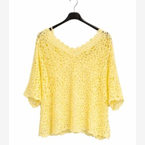 Strik bluse m. top Gul Onesize