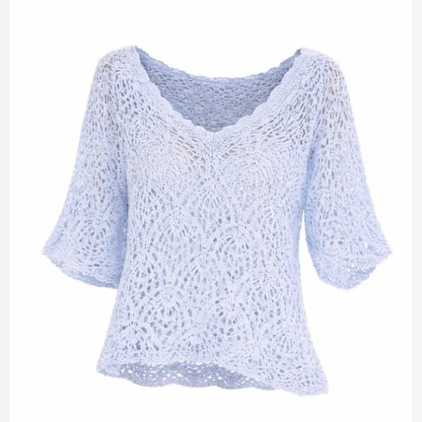 Strik bluse m. top Lysebl� Onesize