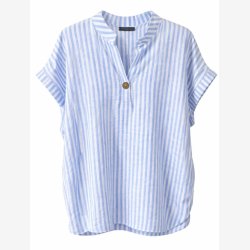 Skjorte m. kort �rme og strib Lysebl� Onesize