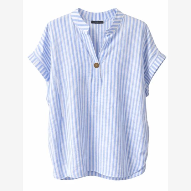 Skjorte m. kort �rme og strib Lysebl� Onesize
