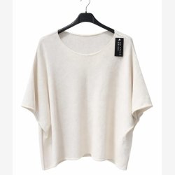 Strik med 3/4 �rmer Ensfarvet Offwhite Onesize