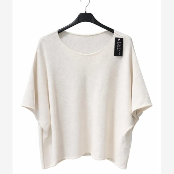 Strik med 3/4 �rmer Ensfarvet Offwhite Onesize