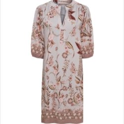 Marta Du Ch�teau - MdcGoldie Kjole - Lys Greige m. Blomsterprint