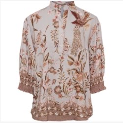 Marta Du Ch�teau - MdcMelisander Skjorte - Lys Greige m. Blomsterprint