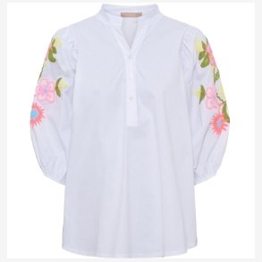 Marta Du Ch�teau - MdcVivia Skjorte - Hvid m. Blomsterbroderi 