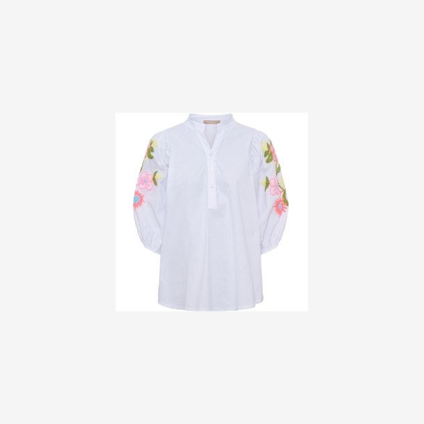 Marta Du Ch�teau - MdcVivia Skjorte - Hvid m. Blomsterbroderi 