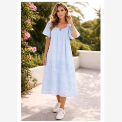 Kjole m. hul m�nster Lysebl� Onesize