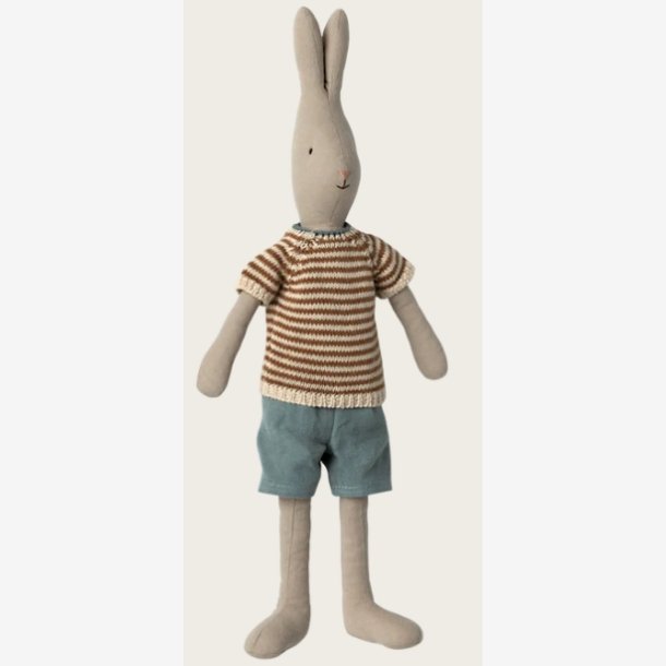 Maileg - Kanin Klassisk Strikket tr�je og bl� shorts H:47cm. Bomuld