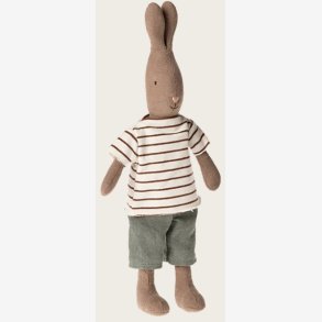 Maileg - Kanin Brun Stribet bluse og bukser H:29cm. Linned